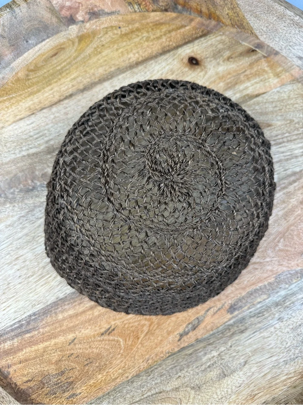 Handwoven Rustic Boho Basket Bowl Scalloped Edge 9.5”